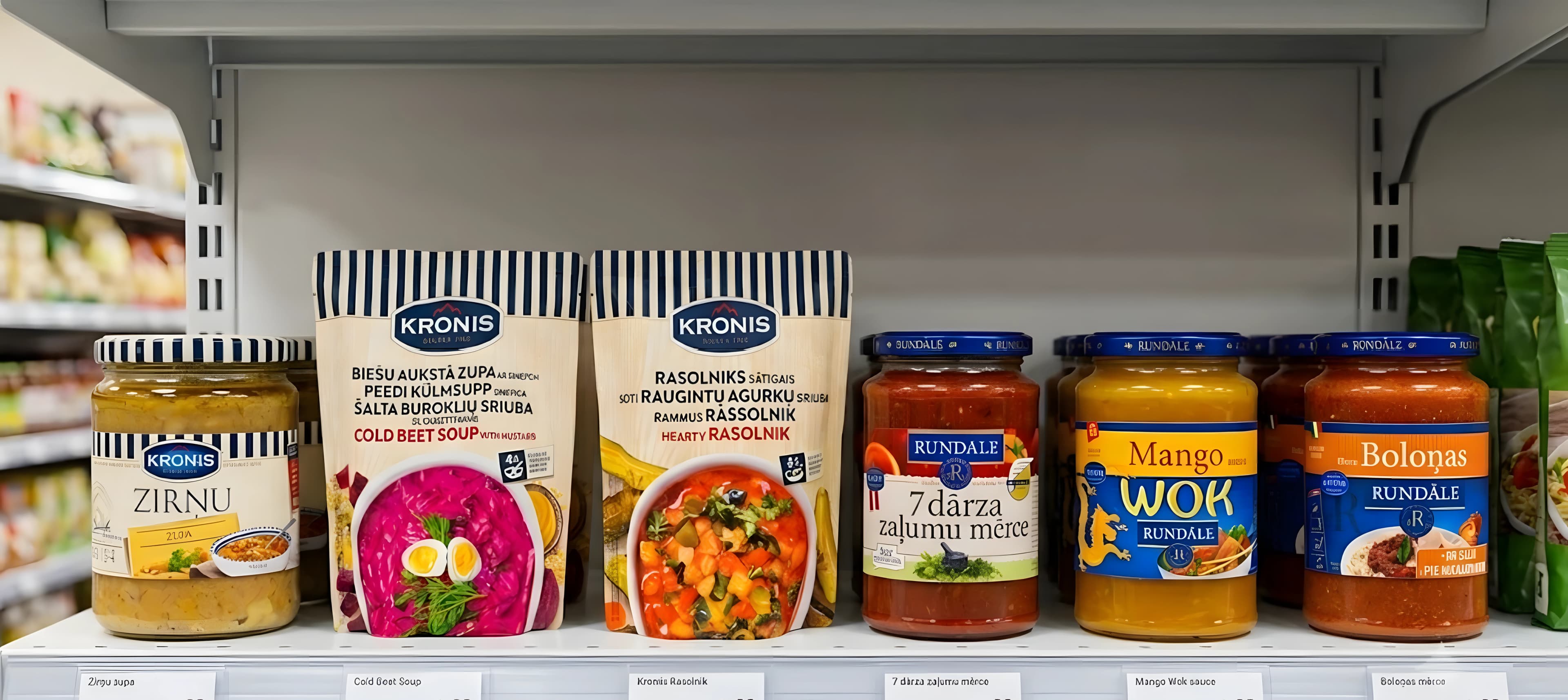 Kronis produkti veikala vitrīnā